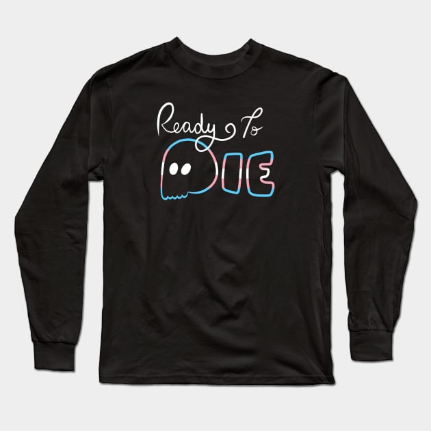 Ready To Die Emo Skull (Transgender Colors) Long Sleeve T-Shirt by inatorinator